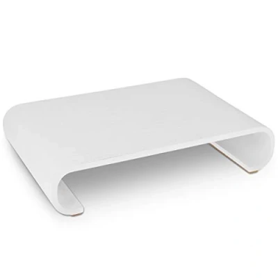 Afbeelding van Navaris houten monitorstandaard Verhoger voor laptop of beeldscherm Organizer bureau kantoor Standaard van eikenhout Wit