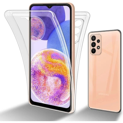 Afbeelding van Cadorabo Hoesje geschikt Voor Samsung Galaxy A23 4G in TRANSPARANT 360 Full Body Case Cover Beschermhoes en achterbescherming, all round bescherming met displaybescherming