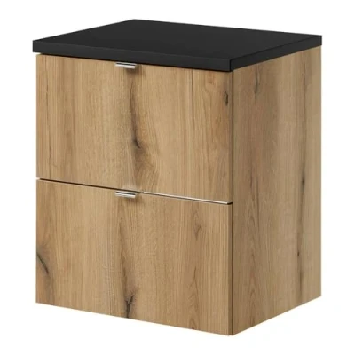 Afbeelding van Wastafelonderkast Newport met 2 lades 50x60x40 cm eikenkleurig en zwart [en.casa]