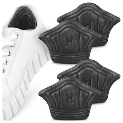 Afbeelding van SULPO 2 paar hielkussens, hielbescherming, zelfklevende hielbeschermers voor schoenen, anti blaren, hakken oversized zwart.