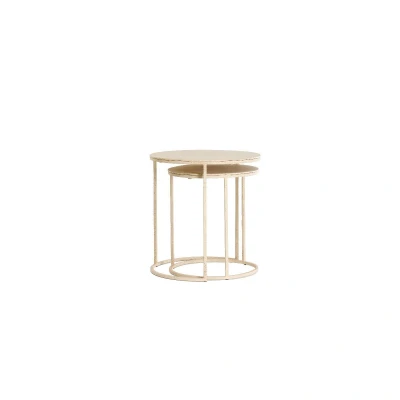 Afbeelding van Light&amp;living Bijzettafel S/2 Ø50x40+Ø52x46 cm SADAR zand+l bruin gespikkl