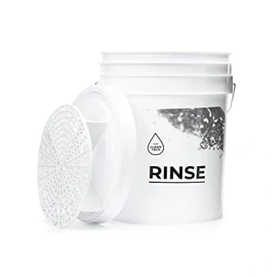 Afbeelding van CLEANTECH CO GritGuard wasemmer 20 liter + emmer deksel spoelwit autowasemmer met vuilzeef voor het zachte wassen van de auto of motorfiets