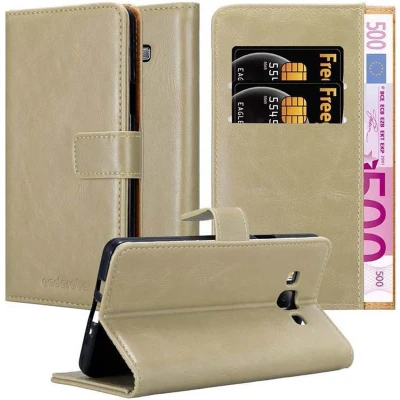 Afbeelding van Cadorabo Hoesje geschikt voor Samsung Galaxy A7 2015 in CAPPUCCINO BRUIN Beschermhoes met magnetische sluiting, standfunctie en kaartvakje Book Case Cover Etui