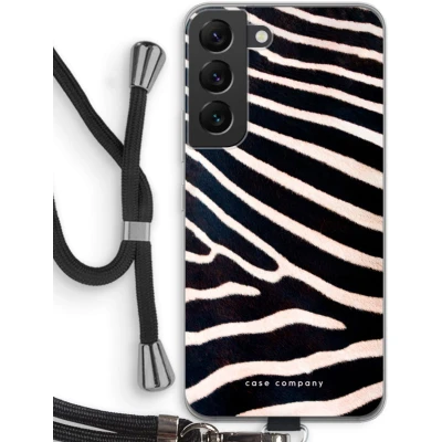 Afbeelding van Case Company® hoesje met Koord geschikt voor Samsung Galaxy S22 Zebra Telefoonhoesje Zwart Bescherming aan alle Kanten en Over de Schermrand