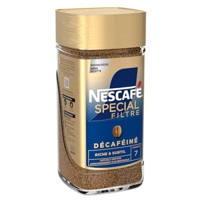 Image de NESCAFE SPECIAL FILTRE Décaféiné Café Soluble Instantané Intensité 7 Grains Arabica &amp; Robusta Flacon De 200 g