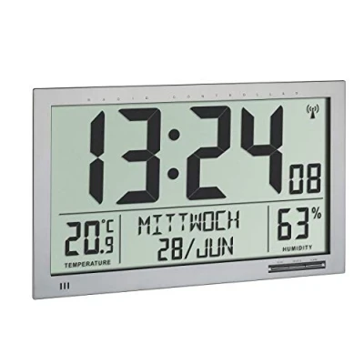 Image de TFA Dostmann 60.4517.54 radiopiloté(e) Horloge murale 368 mm x 230 29 argent grand écran