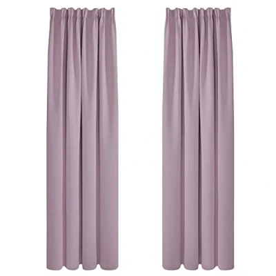 Afbeelding van Deconovo Set van 2 gordijnen, woonkamer, keuken, verduisterend, plooiband, isolerend, koudebescherming, gordijn, slaapkamer, meisjes, eetkamer, lichtroze, 140 x 245 cm