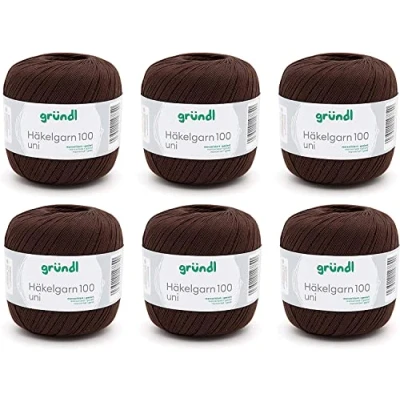Afbeelding van Gründl haakgaren 100 effen (haakgaren 100% gemerceriseerd katoen, g / 566 m, naalddikte: 1,5 2, 6 x g), chocolade