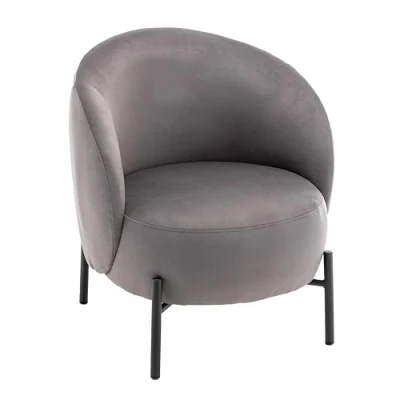 Afbeelding van Oviala Relaxfauteuil in metaal en grijze stof