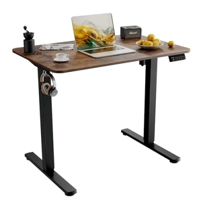 Afbeelding van ERGOMAKER in hoogte verstelbaar elektrisch bureau 90 x 60 cm (35,4 inch 23,6 inch), met splitplaat, ergonomisch voor bureau, bruin
