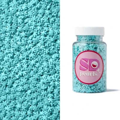 Afbeelding van SD Pearls 20 blikjes eetbare suiker voor cake (sneeuwvlokken, blauw, 75 g)