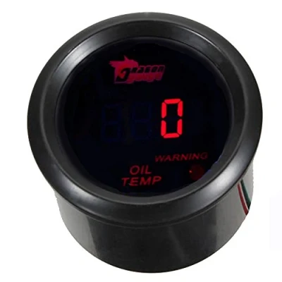 Afbeelding van Mintice 2&quot; 52mm Zwarte Auto Digitale Motor Rood LED Licht Olie Temperatuurmeter Meter