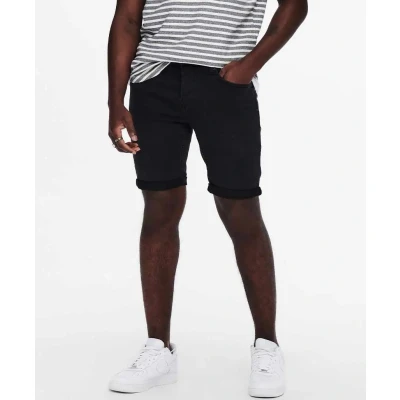 Afbeelding van ONLY &amp; SONS ONSPLY BLK JOG 8581 PIM DNM SHORTS NOOS Heren Broek Black Denim