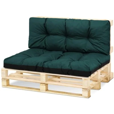 Afbeelding van Wasbaar outdoor palletkussen 80 x 120 cm, zitkussen Euro lin palletkussen, groen