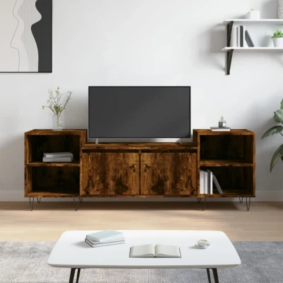 Afbeelding van Tv meubel 160x35x55 cm bewerkt hout gerookt eikenkleurig