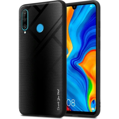 Afbeelding van Cadorabo Hoesje geschikt voor Huawei P30 LITE in OPAAL ZWART Beschermhoes gemaakt van TPU silicone Case Cover en achterkant gehard glas