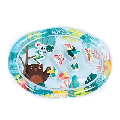 Afbeelding van LUDI Jungle watermat Grote sensorische activiteitenmat voor baby&#039;s Ontwikkeling van de motoriek Grappige drijvende dieren Vanaf 10 maanden