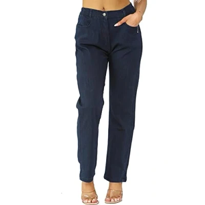 Afbeelding van MYT Damesjeans met elastische tailleband aan de zijkant, regular fit, jeansbroek, alle maten 38 52, Donker zwart