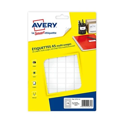 Image de Avery Papier adhésif permanent blanc 12 x 18.3 mm 1792 rouleau(x) (16 feuille(s) 112) étiquettes
