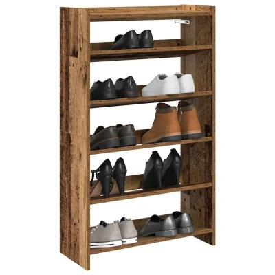 Afbeelding van Schoenenrek 60x25x100 cm bewerkt hout oud houtkleurig