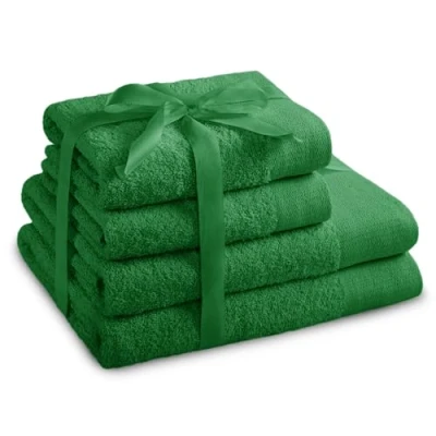Afbeelding van AmeliaHome Amari Set van 2 handdoeken 50 x 100 cm en badhanddoeken 70 140 cm, 100% katoen, absorberend, groen