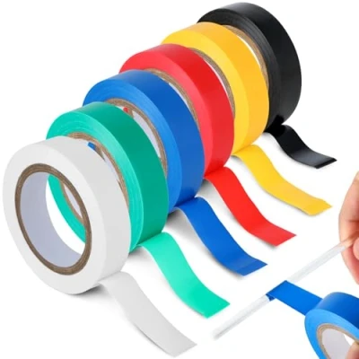 Afbeelding van RMIVEGLIA 6 stuks gekleurde isolatietape, 16 mm x 15 m, totaal 90 waterdicht plakband, ideaal voor het splitsen van isolatie draden en kabels.