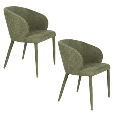 Afbeelding van Housecraft Living Tamsin Eetkamerstoelen Gestoffeerd Groen Set van 2