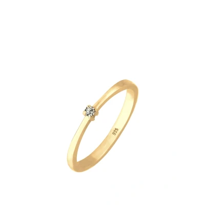 Afbeelding van Elli Basic Classy Ring goldcoloured/white, Dames, Maat: 54, Gold coloured/white
