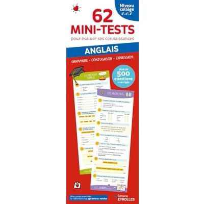 Afbeelding van 62 MINI TESTS POUR EVALUER SES CONNAISSANCES ANGLAIS COLLEGE