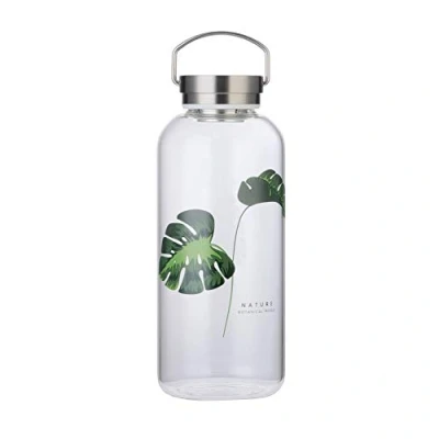 Afbeelding van 1,5 liter drinkfles Glazen waterfles met neopreen hoes Lekvrij Draagbaar RVS deksel 1500ml