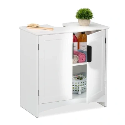 Afbeelding van wastafelonderkast met uitsparing 2 deuren 60 x 30 cm wit