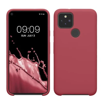 Afbeelding van kwmobile telefoonhoesje geschikt voor Google Pixel 5 Hoesje met siliconen coating Smartphone case in donkerroze