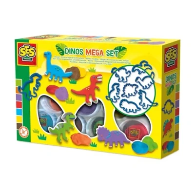Afbeelding van Ses Knete Mega Dinosaurier Set mit Ausstechformen