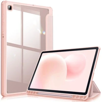 Afbeelding van Fintie Hoes voor Samsung Galaxy Tab S6 Lite 10.4 2020 met S pennenhouder Transparant Harde Schaal Achterkant Beschermhoes Zachte TPU Rand Bumper SM P610/P615, (Roségoud)