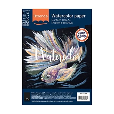 Afbeelding van Vaessen Creative Florence 2911 9103 aquarelpapier, A4, glad, 300 g/m², 100 vel, zwart