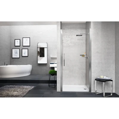 Afbeelding van Novellini Young 2.0 Douchedeur voor nis 67x200cm Mat Zwart/Helder Glas