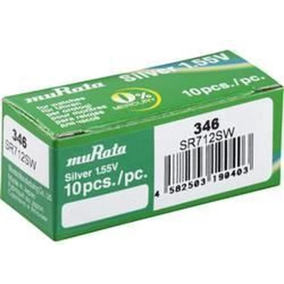 Afbeelding van Murata Knoopcel 346 1.55 V 10 stuk(s) 9.5 mAh Zilveroxide SR712SW PBWW