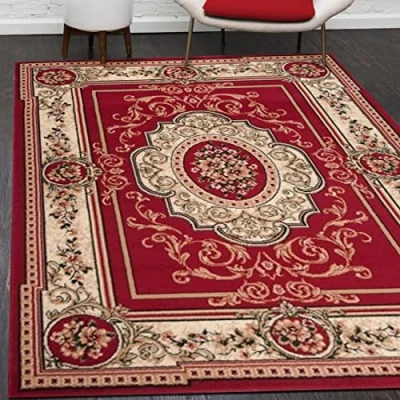 Afbeelding van Mazovia Vloerkleed voor de woonkamer, modern, vintage, oosters, motief, groot formaat, laagpolig, tapijt woonkamer en slaapkamer, tapijt, rood, 160 x 220 cm