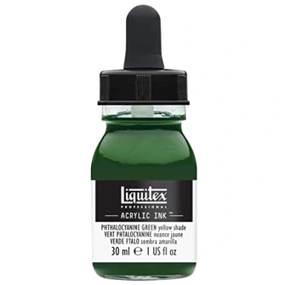 Image de Liquitex 4260319 peinture acrylique liquide professionnelle Encre, aérographe hautement pigmentée, vert phtalocyanine, jaune, ton, flacon de 30 ml