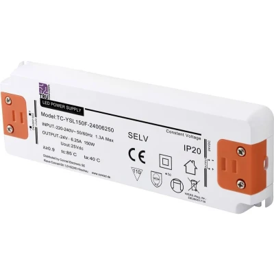 Afbeelding van TRU COMPONENTS TC YSL150F 24006250 LED transformator Constante spanning 150 W 6.25 A 24 V/DC Geschikt voor meubels, Overspanning, Montage op ontvlambare