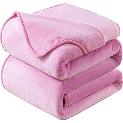 Afbeelding van Hozy, fleecedeken, 130 x 150 cm, roze, zacht en warm, 350 g/m², dekbedovertrek, deken voor bank, flanel, omkeerbaar, dubbelzijdig