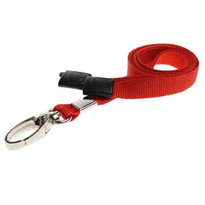 Afbeelding van ALG ID Cards® Effen kleur polsband met veiligheidsopening Rood Koord metalen clip voor kaarthouder (rood koord)