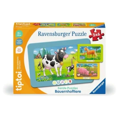 Afbeelding van Ravensburger tiptoi puzzel 00229 3 eerste puzzels: boerderijdieren, schattige kaderpuzzels voor kinderen (18 onderdelen)