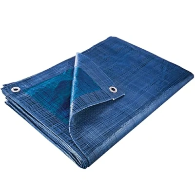 Afbeelding van Provence Outillage Afdekzeil, waterdicht, dekzeil voor buiten, waterdicht dekzeil, 1298, legerzeil, gevlochten, 3 x 5 m, 68 g/m², blauw, met metalen ogen