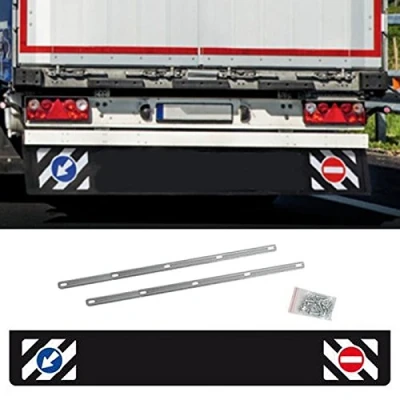 Afbeelding van AutoScheich® Universele spatbord achter 240 x 35 cm voor vrachtwagen, aanhanger, spatbescherming met verkeersborden