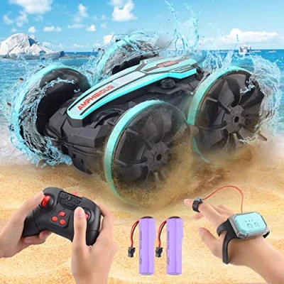 Afbeelding van SIVQIKE 4WD op afstand bestuurbare auto RC stunt waterdichte gebarensor amfibische voertuig met 50 m afstandsbediening 360 rotatie voor 6,7,8,9,10 jaar + grappig 80