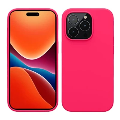 Afbeelding van kwmobile telefoonhoesje geschikt voor Apple iPhone 14 Pro Hoesje met siliconen coating Smartphone case in neon roze