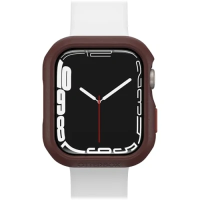 Afbeelding van OtterBox All Day Bumper voor Apple Watch Series 9/8/7 45 mm, schokbestendig, valbescherming, elegante beschermhoes, beschermt het scherm en de randen, bruin/rood