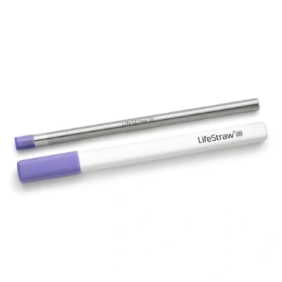Afbeelding van LifeStraw Sip Herbruikbaar filterrietje van roestvrij staal met etui, verwijdert microplastics, bacteriën en parasieten voor reizen dagelijks gebruik, Thistle Purple