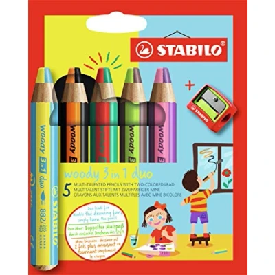 Afbeelding van Stabilo Woody 3in1 Duo Kleurpotlood, Etui Van 5 Stuks, Assorti Kleurpotlood